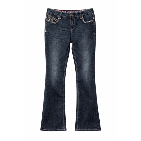 Adiktd Denim - Adiktd Embellished Bootcut Jeans Size 12 Dark Wash Stretch Bling Pockets 32x34